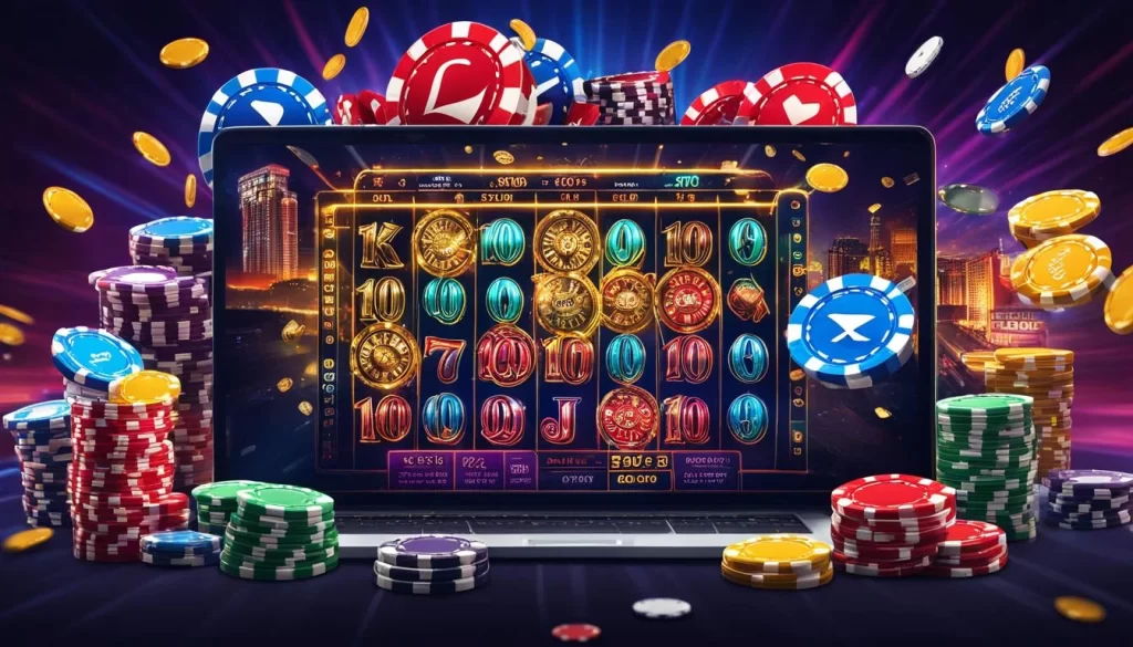Một hình ảnh minh họa sự đa dạng của các trò chơi có sẵn trên 18win link vào sau khi đăng ký, bao gồm các yếu tố của cá cược thể thao, bàn chơi casino trực tuyến, máy đánh bạc (nổ hũ), và trò chơi bắn cá, được thiết kế với bố cục năng động và màu sắc tươi sáng để thu hút người chơi.